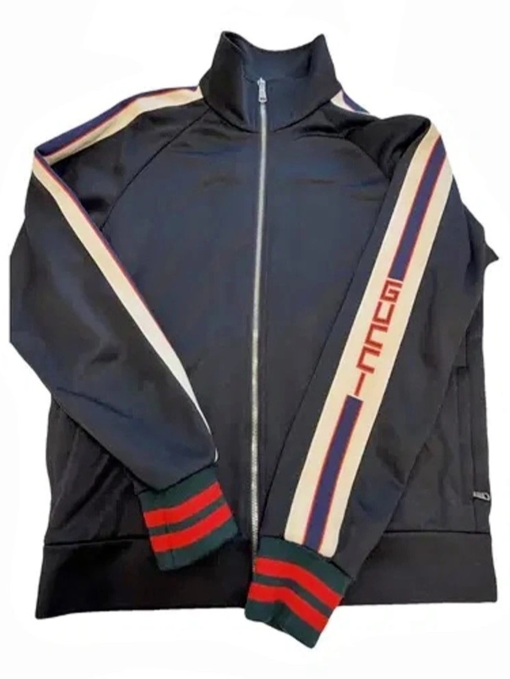 Gucci Technical Jersey Track Jacket with Web Black & Red